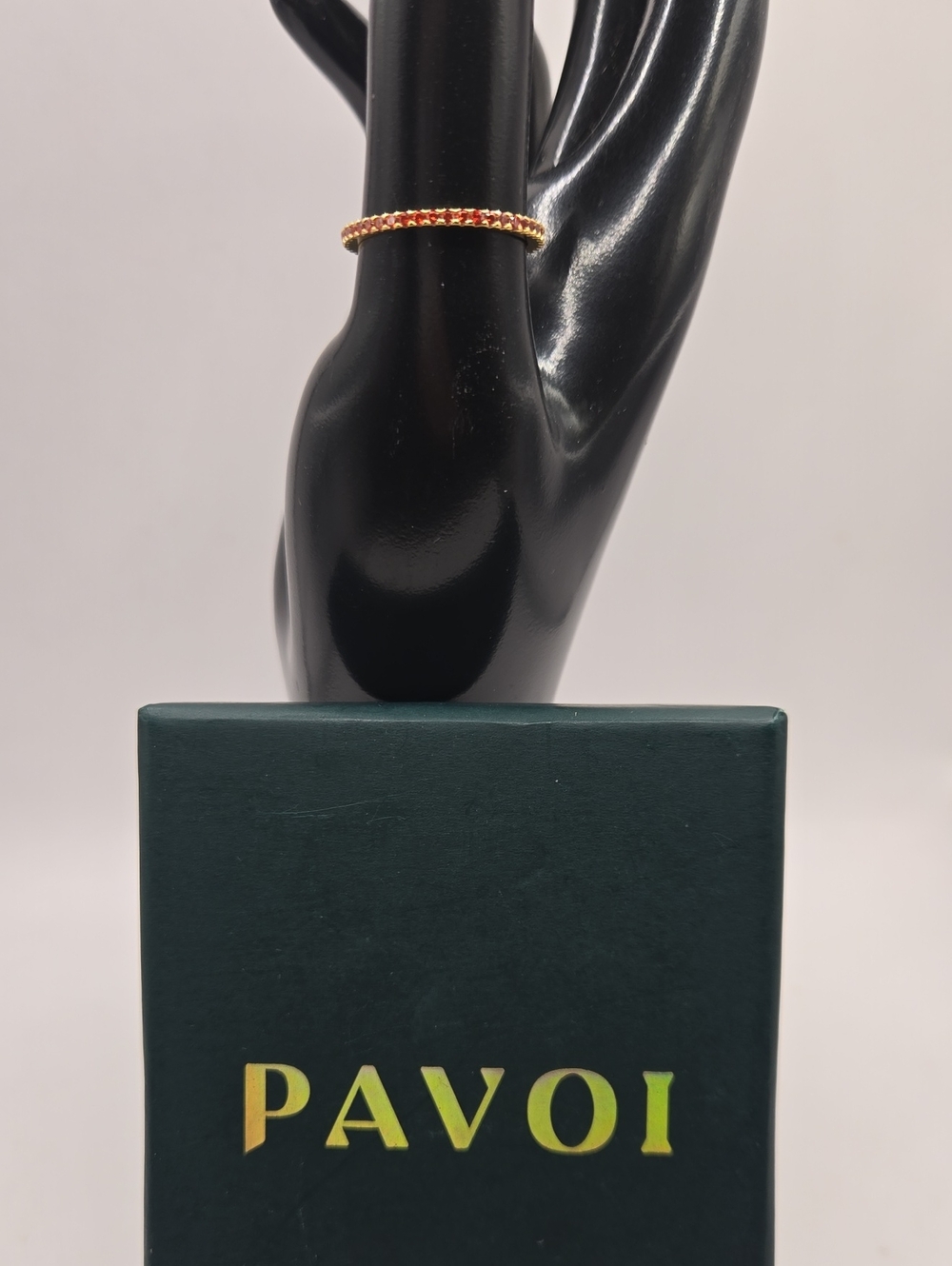 NEW PAVOI Gold Ring with Red Braided Detail - Women's Stackable Band